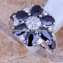 descobertas do anel de moda anel de diamante preto anéis de noivado em forma de flor